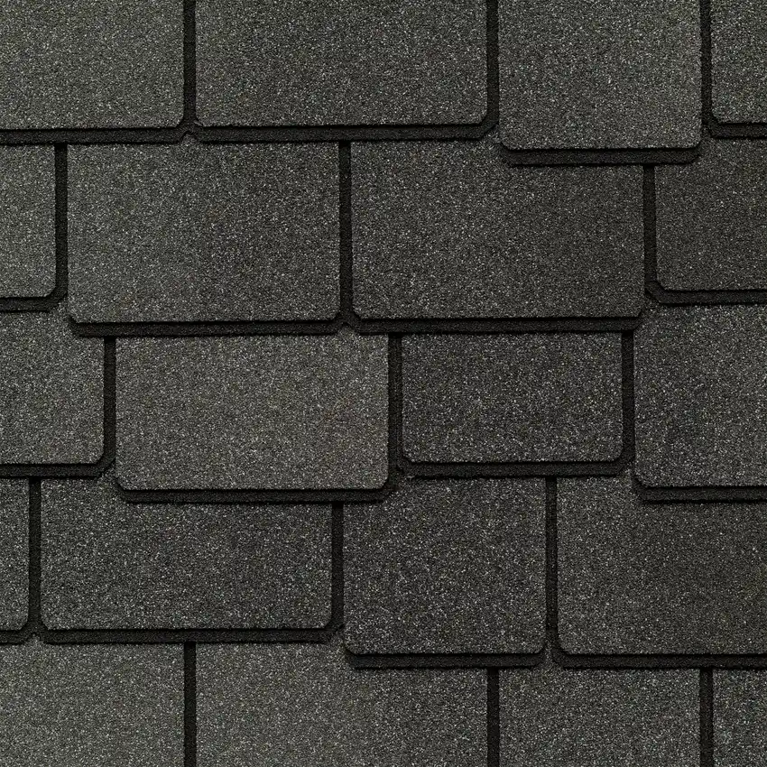 Close-up of new asphalt roof shingles installed by Jin Li Roofing